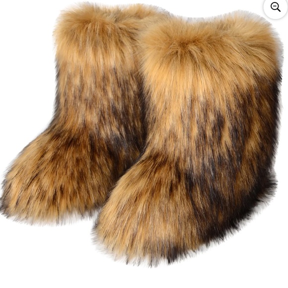 funcos Shoes - Funcos Faux Fur Mid Calf Furry Winter Boots Women’s Size 9-9.5
